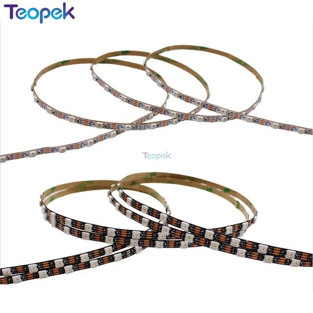 Teopek WS2812B RGBIC Pixel-LED-Streifen, individuell adressierbarer SMD LED-Streifen mit 60 LEDs/m, IP20, 5 V, Multicolor und Weiß, schmale Leiterplatte - Bild 1