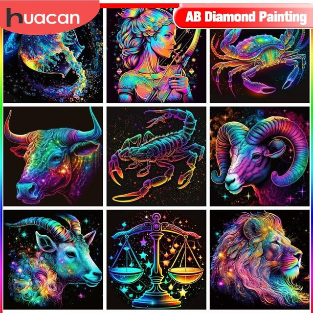 Huacan Diamantmalerei Horoskop Mosaik Sternennacht als dekoratives Gemälde in Multicolour, B/T/H: 30 x 30 x 30 cm - Bild 1