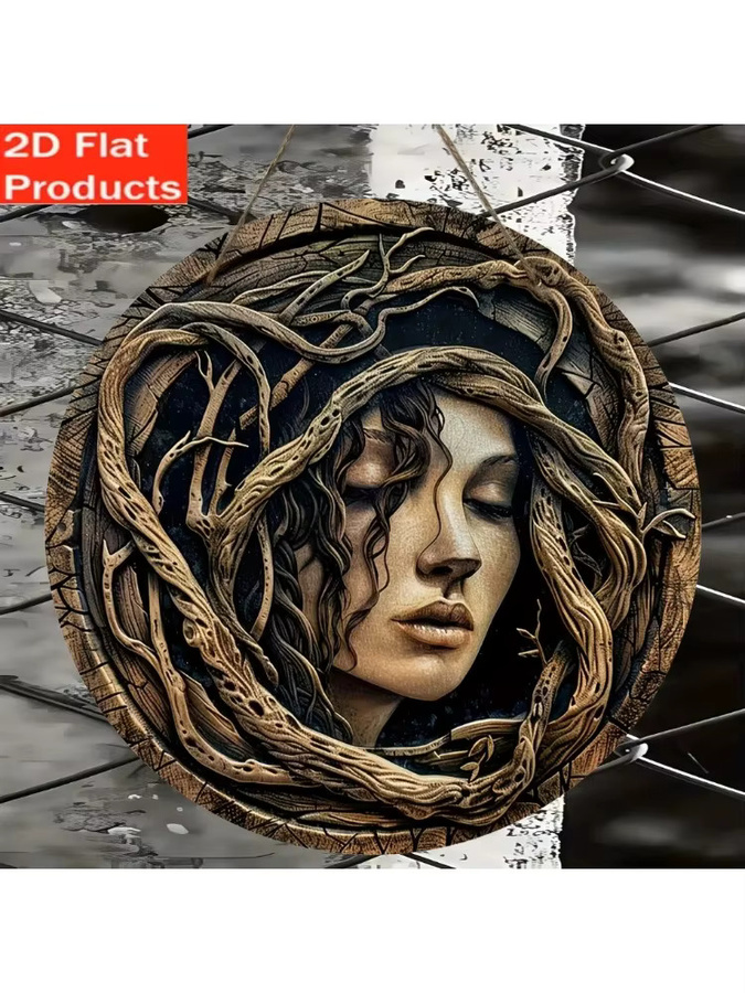 Potdemiel Vintage Tree Spirit Holztafel mit Waldthema für Innen- und Außenbereich - Bild 4