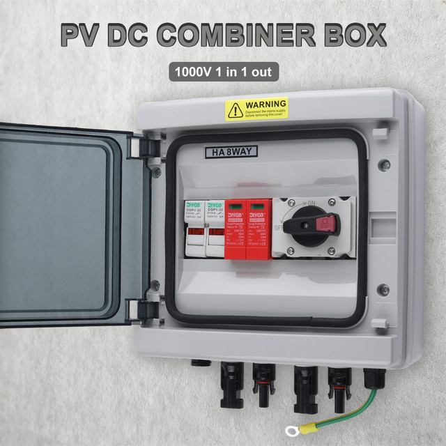 DIY GO PV-Kombinatorbox IP65 wasserdicht und staubdicht mit 1 Eingang, 1 Ausgang, 20 A Sicherung und SPD-Überspannungsschutz für Solaranlagen DC 1000 V - Bild 1