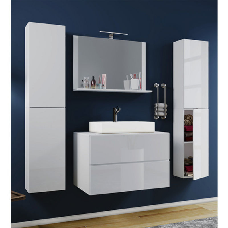 VCM Badmöbel Set Lendas 5-teilig in Weiss mit Waschplatz und Hochschränken B/H/T: 60 x 151 x 52 cm - Bild 2