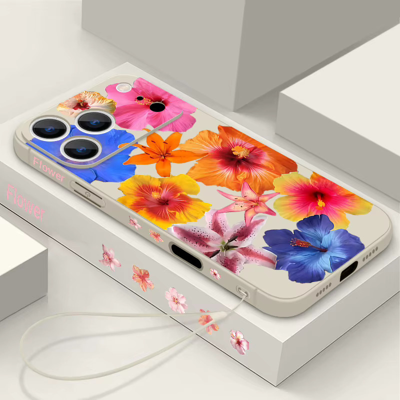 YISHANGOU Handyhülle mit buntem Blumenmuster für iPhone 11 bis iPhone 17 Pro Max, magnetisches Soft TPU Cover in Schwarz und Multicolour - Bild 2