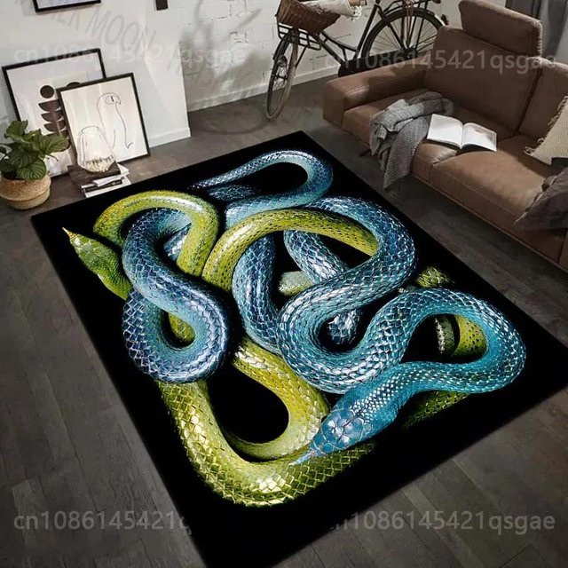 UQIDEHOME Teppich mit Schlangenmuster Python Viper Design, rutschfest und waschbar, Mehrfarbig, Breite: 60 cm, Länge: 90 cm - Bild 1