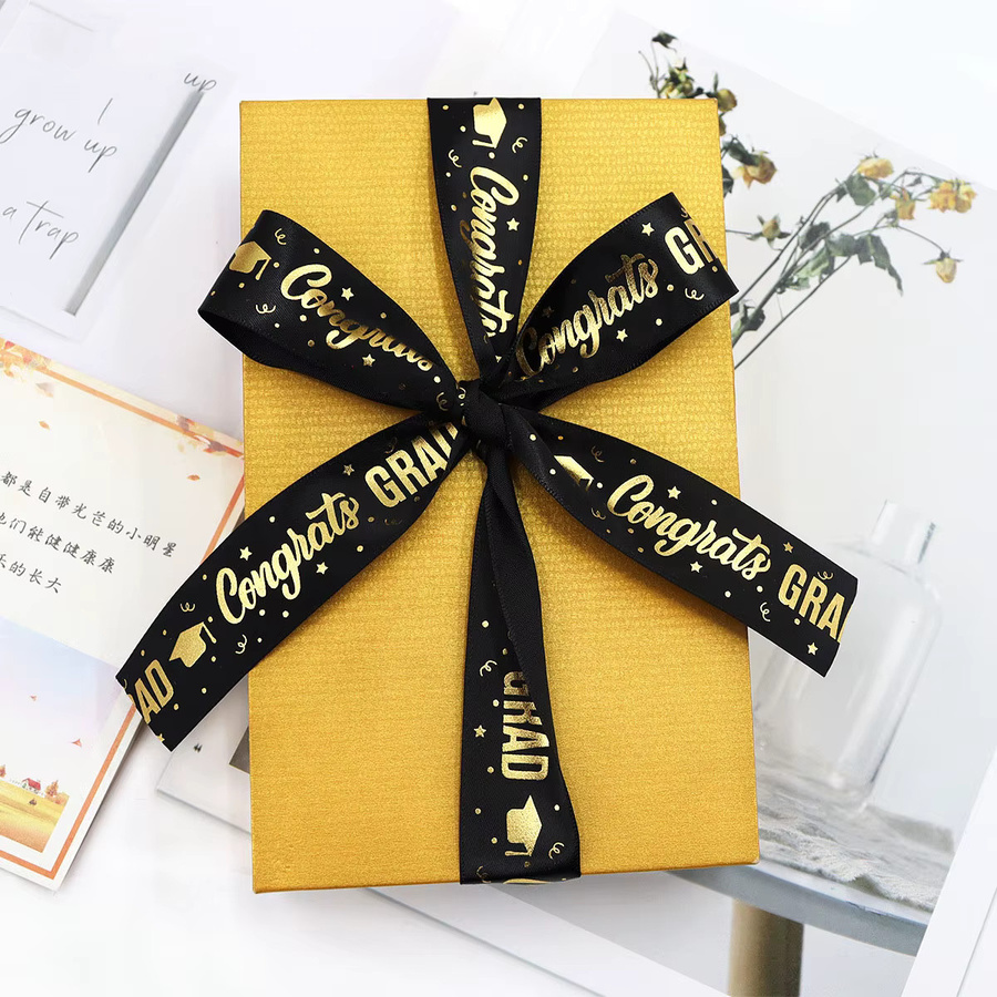 Dekorationsband für Abschlussfeiern und Partys, 1 Rolle Geschenkverpackungsband in Schwarz und Multicolour, 5 Yards DIY-Schleifenband aus Textil - Bild 6