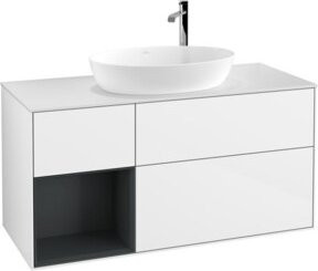 V&B Waschtischunterschrank Finion mit Wandbeleuchtung in Weiß lackiert, B/T/H: 120 x 50,1 x 60,3 cm - Bild 1