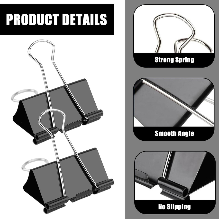 Lucky Black Cat Binderclips Set, 12 Stück Foldback-Clips in Schwarz, 51 mm - Bild 4