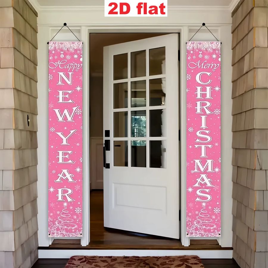 VIKAMA Doppelthema 2D Flachbanner Couplet für Neujahr und Weihnachten, Rosa, B/H: 30 x 30 cm - Bild 3