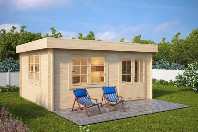 Gartenhaus Ian A aus Holz mit Flachdach und Gartenbüro, B/T: 5 x 4 m - Bild 1