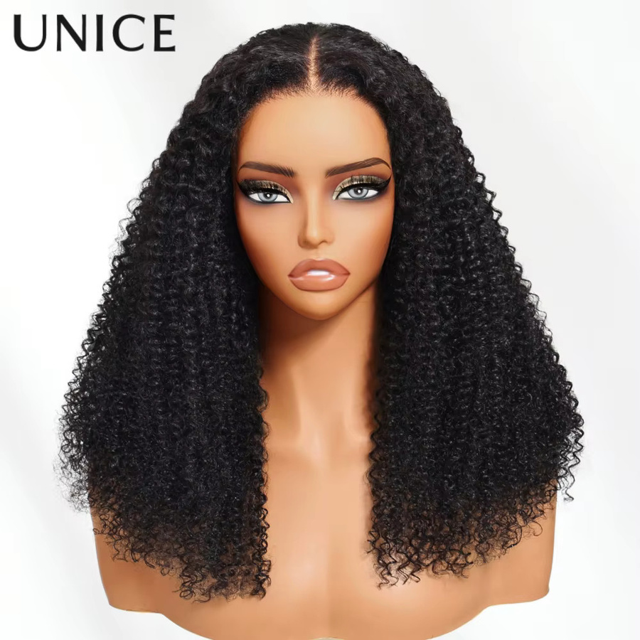 UNice 4C Edges Kinky Curly Echthaar-Perücke, vorgeschnitten, vorgebleicht, 7x5 Spitze, klebefrei - Bild 2