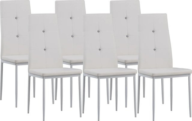 Albatros Esszimmerstühle DIAMOND 6er Set in Weiss mit Kunstleder-Bezug und modernem Design - Bild 1