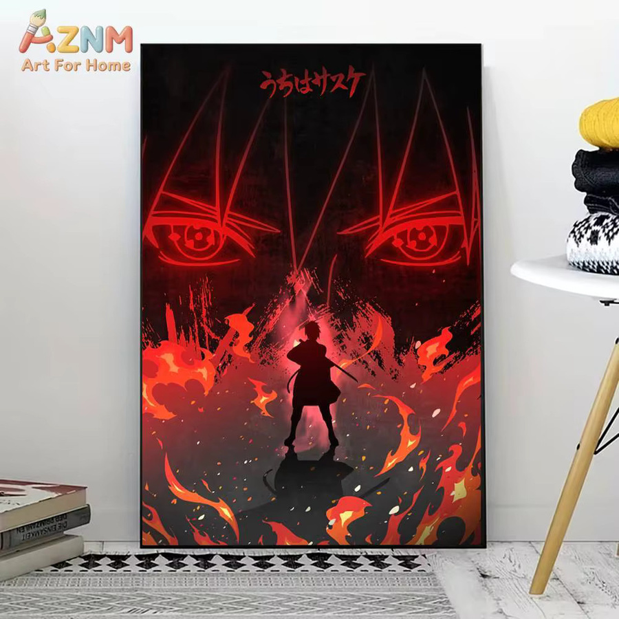 Kayou Naruto Itachi Uchiha Anime Leinwand Wandkunst in Rot als ungerahmtes Poster zur Raumdekoration - Bild 2
