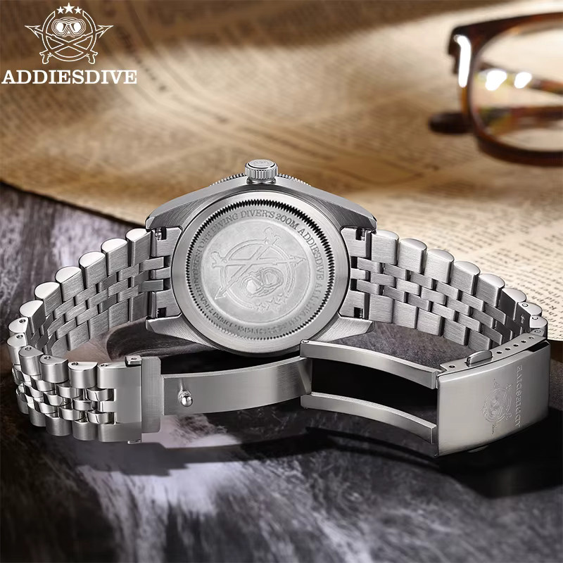 ADDIESDIVE Taucheruhr, Quarz, Edelstahl, GMT, Textil/NATO, Herren, Schwarz - Bild 2