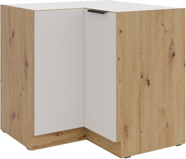 Küchen Eckunterschrank SOLANO in Kaschmir Beige mit zwei Türen und Einlegeboden, B/T/H: 90 x 90 x 84 cm - Bild 1