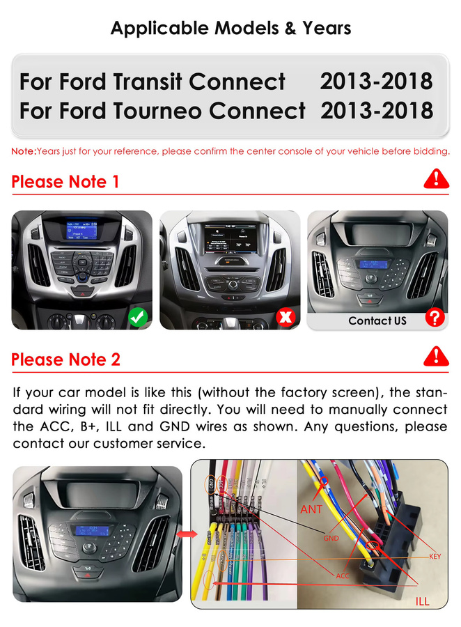 OSSURET Android 14 Autoradio mit 8-Core Prozessor und 9 Zoll Bildschirm für FORD Transit Tourneo Connect 2013 - 2018, inklusive 360 Kamera, Schwarz - Bild 2