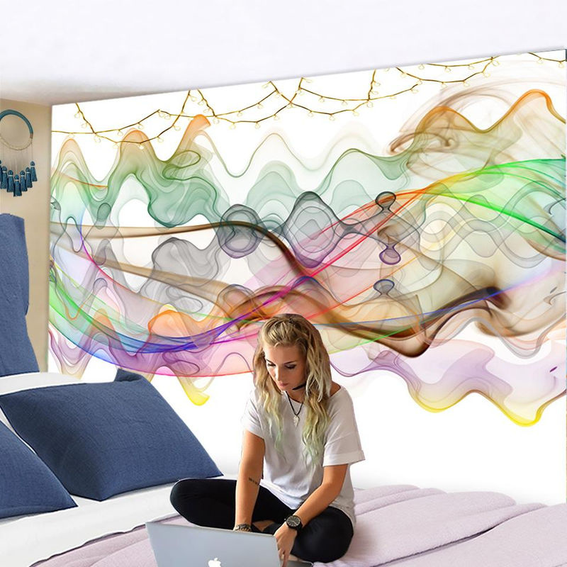 Super Six Wandbehang Psychodelische Boho Tapisserie Abstrakt Mehrfarbig B: 95 cm, H: 70 cm - Bild 5