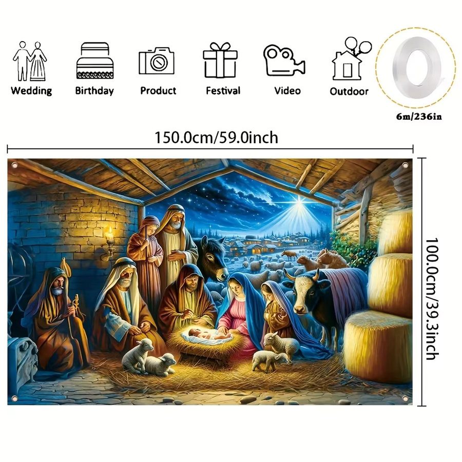 VIKAMA Dekoratives Hintergrundbanner für Ostern und Weihnachten, Mehrfarbig, Rechteckig, B/H: 100 x 180 cm - Bild 5