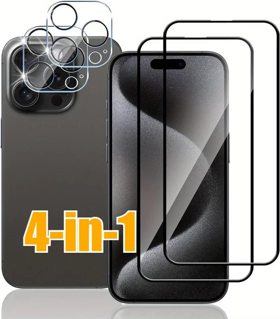 DIXSG 4-in-1 Full Cover Displayschutzfolie und Kamera-Lens-Schutz für iPhone 17 16 15 14 13 12 11 Pro Max Plus in Transparent - Bild 1