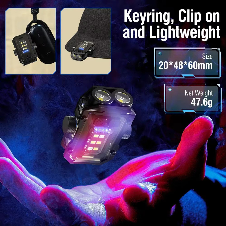BORUiT LED-Schlüsselanhänger EDC-Taschenlampe in Schwarz mit Magnet, Stiftclip und USB-C wiederaufladbarem Akku - Bild 4