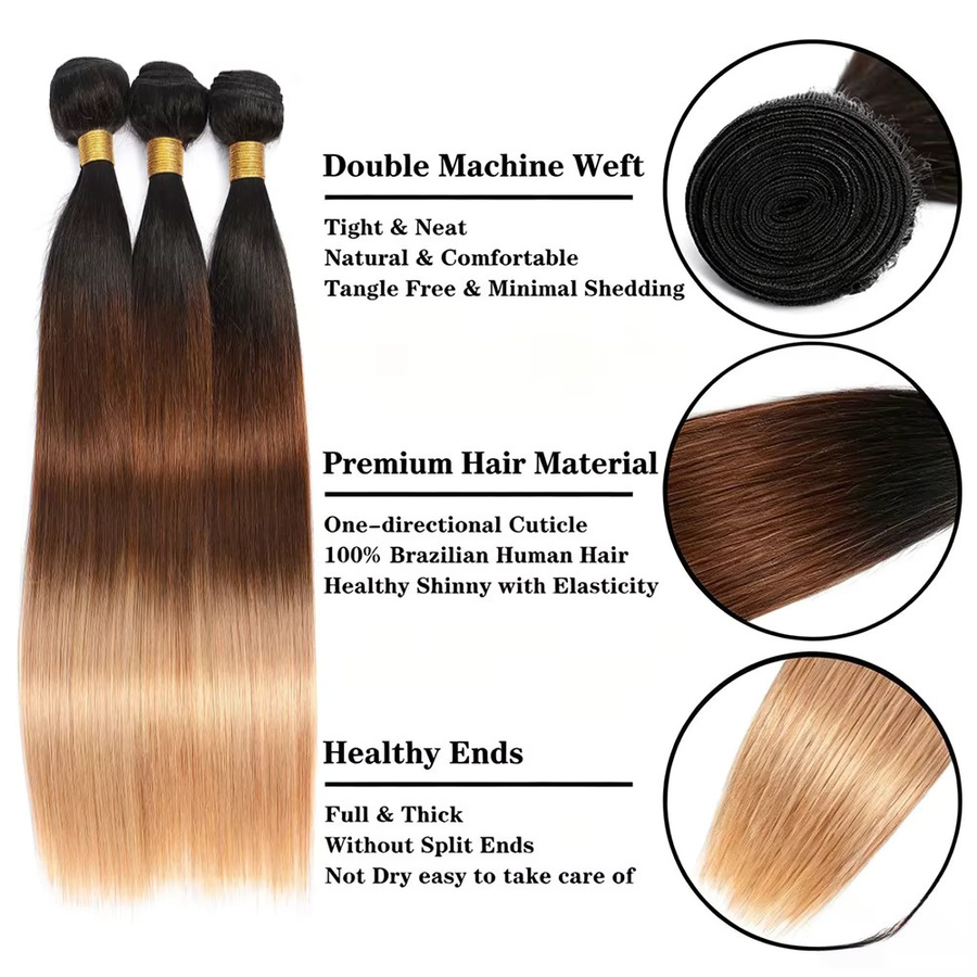 Royal Impression Ombre Echthaar-Bündel, 12A, brasilianisches Remy-Haar, 4x4 Verschluss - Bild 2