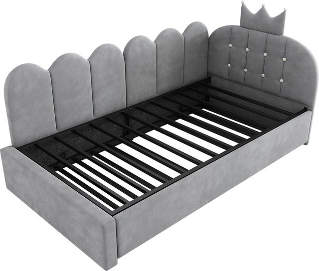 AB Store Schlafsofa in Grau mit Ausziehbett, L-förmig und wendbar, modernes Design mit Samtbezug, B/T/H: 203 x 98 x 95 cm - Bild 1