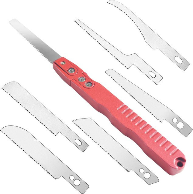 Joystar Mini Handsäge Modell und Bastelwerkzeug-Set mit 6 DIY Craft Blades und 9mm Snap-off Hobby-Messern in Rot - Bild 1