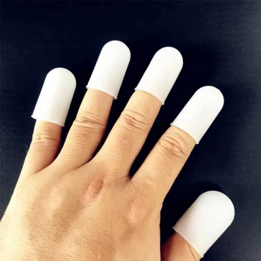 5 Stück Silikon-Fingerschutz Fingerkappen in Weiß, hochtemperaturbeständig und rutschfest - Bild 3