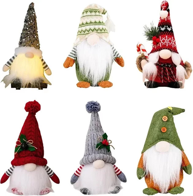 Kreative Weihnachtsstrickpuppe Weihnachtsmann als Anhänger in Braun mit gestreiftem Design - Bild 1