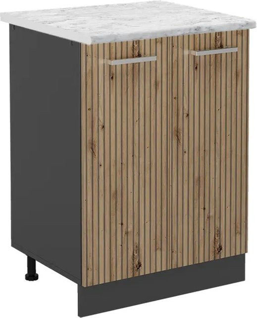 Vicco Küchenunterschrank R-Line Artisan-Eiche/Anthrazit mit Marmor-Optik, Breite: 60 cm - Bild 1