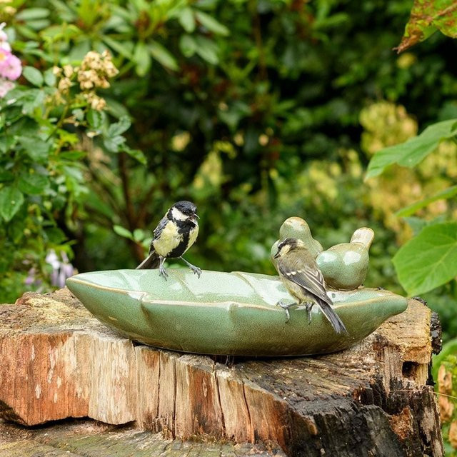 Vogeltränke Almsee von CJ Wildlife aus Keramik in Grün - Bild 1