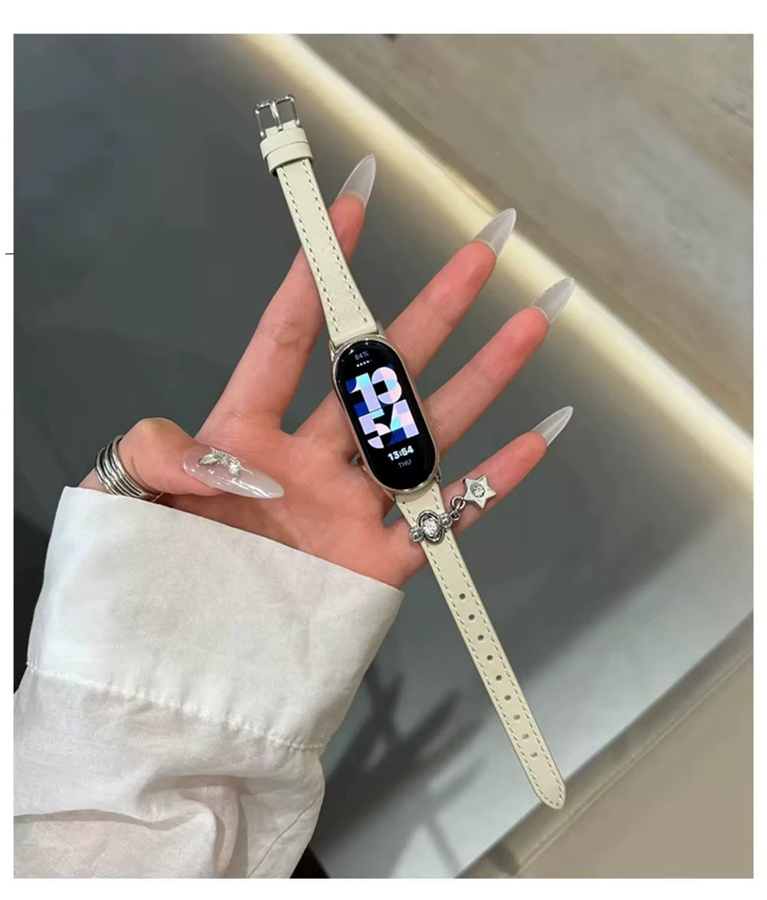 iwujiao Uhrenarmband Leder, Weiß, Kristall, Unisex - Bild 2