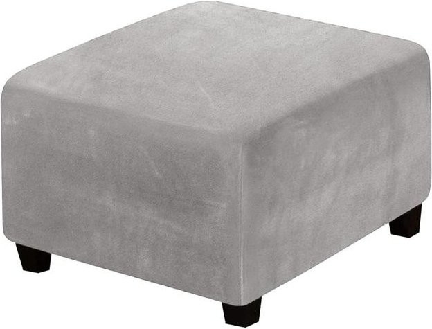 Coolazy Ottoman-Bezug aus Samt in Grau, quadratischer Stretch-Bezug für Fußhocker und Aufbewahrungshocker, waschbar und rutschfest - Bild 1