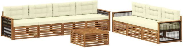 vidaXL Outdoor-Sofagarnitur aus Akazienholz mit 8-teiligem Set in Natur und Creme - Bild 1