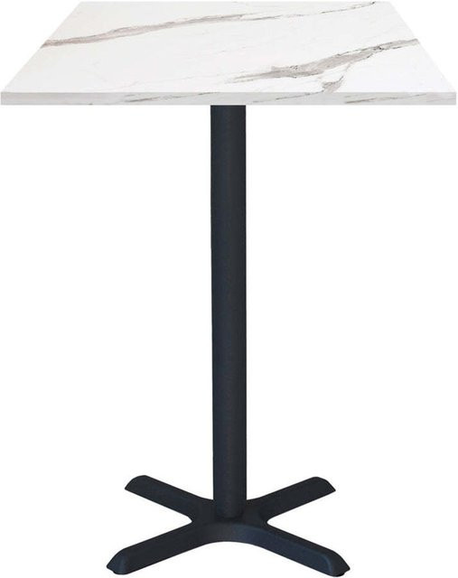 RestooTab Stehtisch Dina quadratisch in Stein-Optik mit weißer Platte und schwarzem Gestell, B/T/H: 60 x 60 x 112 cm - Bild 1