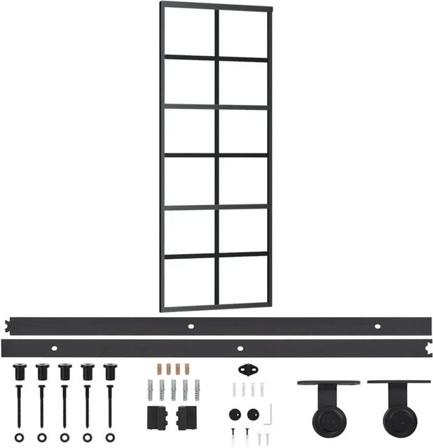 vidaXL Schiebetür aus ESG-Glas und Aluminium in Schwarz, B/H: 76 x 205 cm - Bild 1