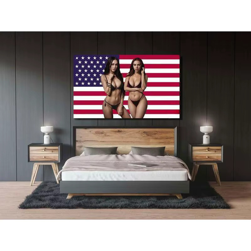GuanPa Wandteppich mit USA-Flagge in Multicolour aus Baumwolle und hellem Leinen, B/H: 90 x 60 cm - Bild 4