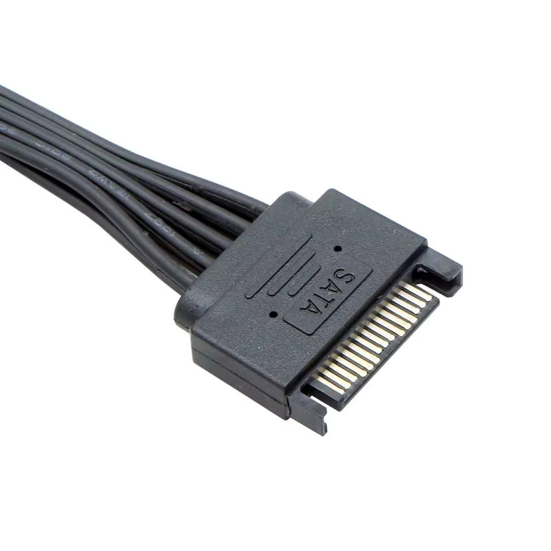 SATA Power Splitter Adapter 15 Pin Festplatte Stromkabel Schwarz, 1 Stecker auf 3/4/5/6 Buchsen für DIY PC und Server - Bild 2