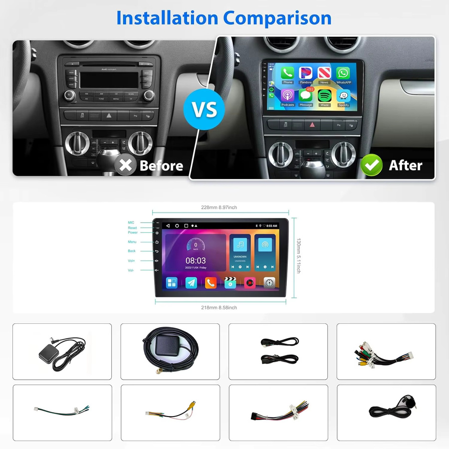 XFY Android 14 Autoradio 2 DIN Multimedia Stereo Receiver mit Carplay in Schwarz für Toyota Hyundai Kia VW - Bild 4