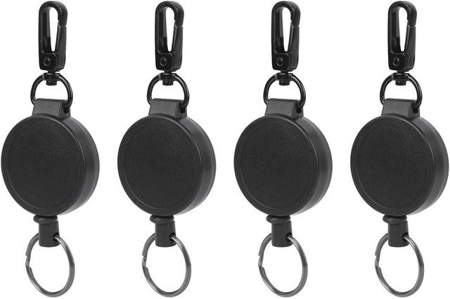 Teleskop-Schlüsselanhänger, 4 Stück, Diebstahlsicher, Karabiner - Bild 1