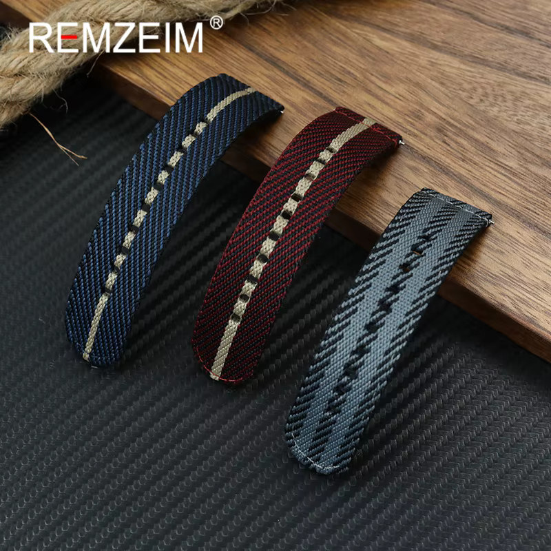 luffyte Uhrenarmband Nylon, Textil/NATO, Schwarz, Unisex, 20mm 22mm - Bild 1