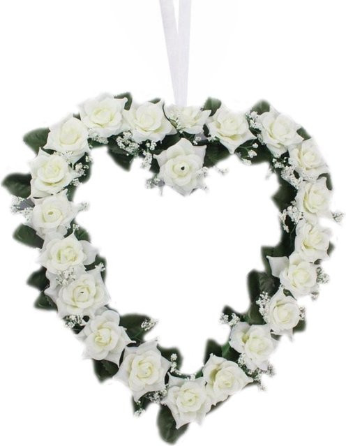 Herzförmige Rosen-Hängegirlande in Weiß für Hochzeit und Valentinstag - Bild 1