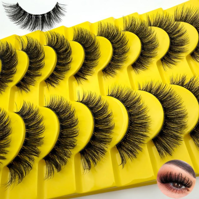 JIEFUXIN Künstliche Wimpern, 10 Paar, Black, Natürlich - Bild 1