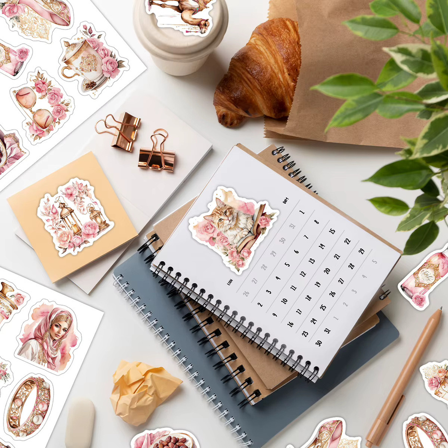 50 Stück Vintage Ramadan Aufkleber in Rosa für Scrapbooking und Tagebücher, Eid Al-Fitr Mubarak Dekoration und Verpackungsetiketten - Bild 3