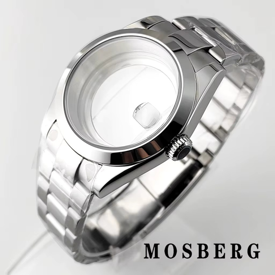 miuksi Uhrengehäuse Edelstahl, 36 mm, 39 mm, Saphirglas, Silber - Bild 2