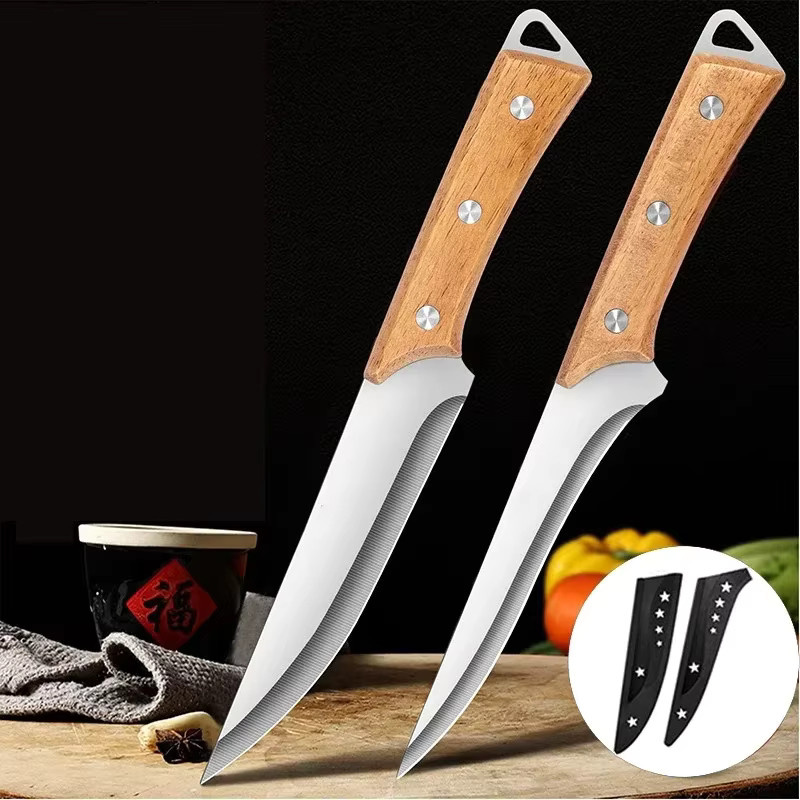 SHENJIU Paring Knife aus Edelstahl und Holz mit Messerschutz für Fleisch und Obst - Bild 6