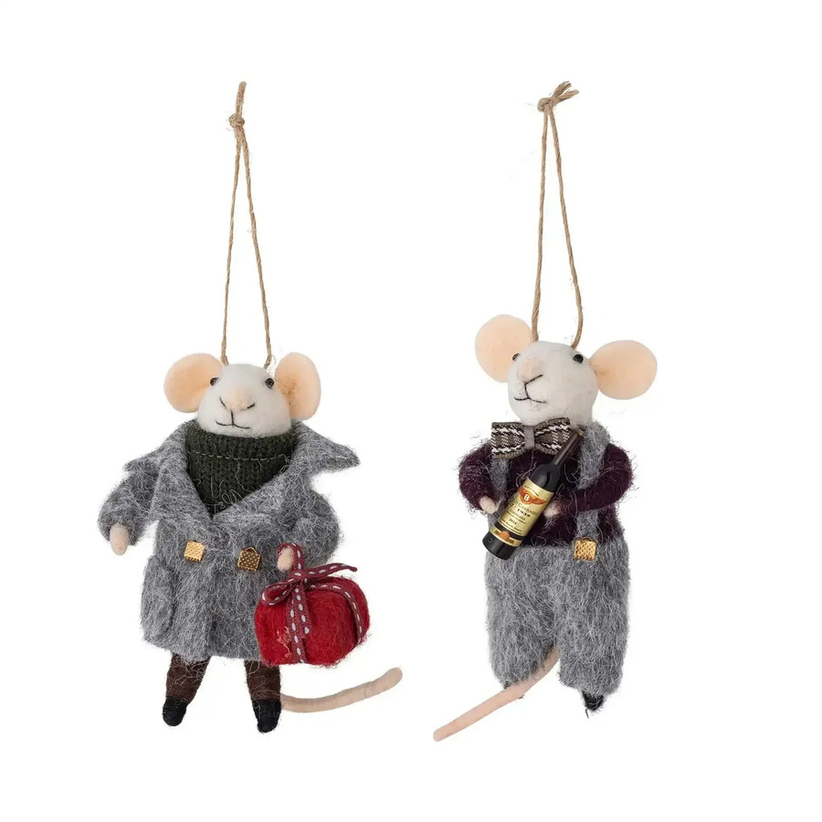 Bloomingville Weihnachtsanhänger aus Wolle in Grau, Set mit 2 Stück, Höhe: 11 cm - Bild 1