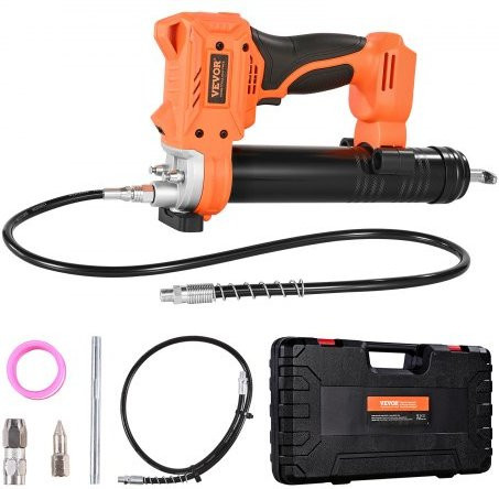 VEVOR Akku-Fettpresse in Orange mit LED-Licht und Schlauch, 55 MPa Schmierpresse kompatibel mit 18V Makita-Akkus (Nur Werkzeug) - Bild 1