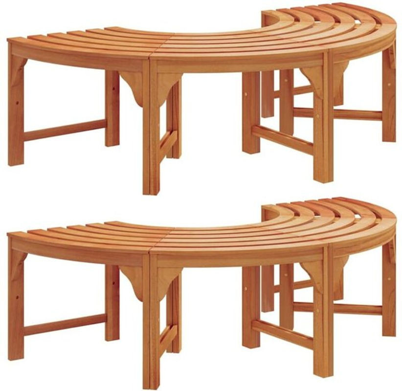 Vidaxl Baumbank Set 2 Stück aus Eukalyptus Massivholz in Braun, Retro Design, B/T/H: 160 x 160 x 45 cm - Bild 1