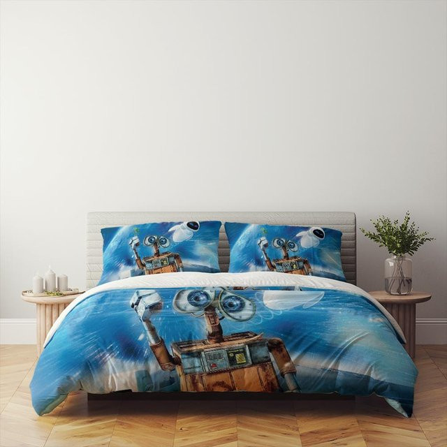 Flylo Wall E Roboter Bettwäsche Set aus Mikrofaser in Blau mit Bettbezug und Kissenbezug, B/H: 150 x 210 cm - Bild 1