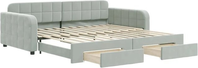 vidaXL Schlafsofa mit Ausziehfunktion und Schubladen, Grau, Samt, B/T/H: 200 x 100–120 x 71 cm - Bild 1