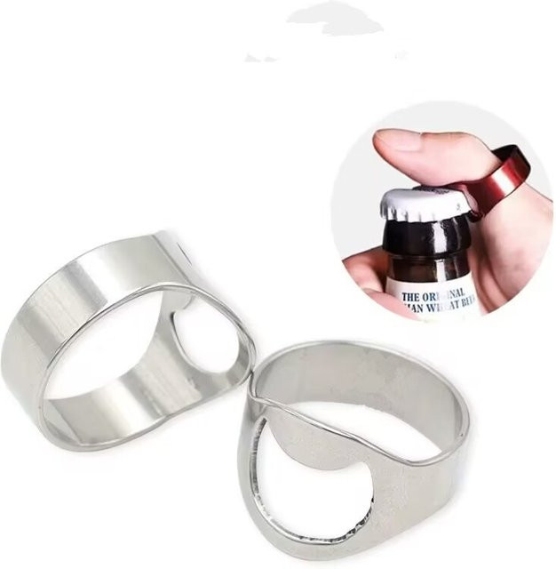 BARMAID BARWARE Fingerring Bierflaschenöffner aus Edelstahl in Silber - Bild 1